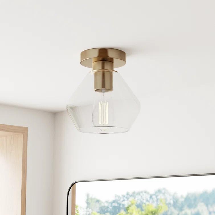 Rooks Single Light Glass Semi Flush Mount