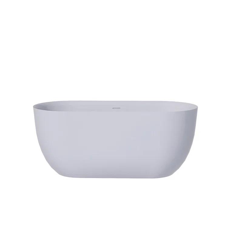 JimsMaison 59'' Acrylic Freestanding Soaking Bathtub In Glossy White JMUBBT21-59GW