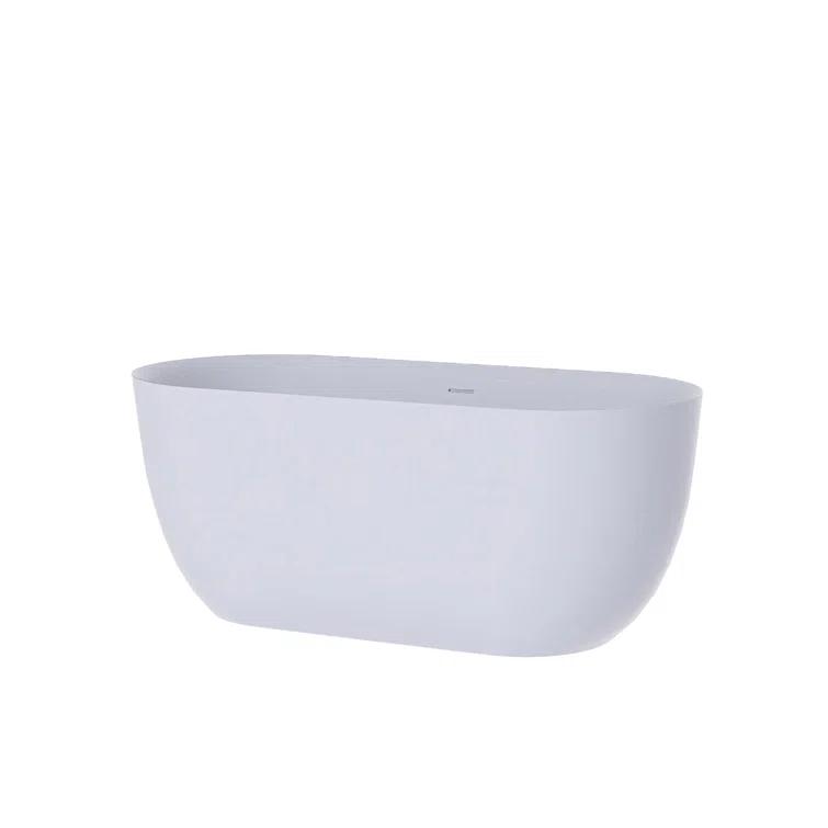 JimsMaison 59'' Acrylic Freestanding Soaking Bathtub In Glossy White JMUBBT21-59GW