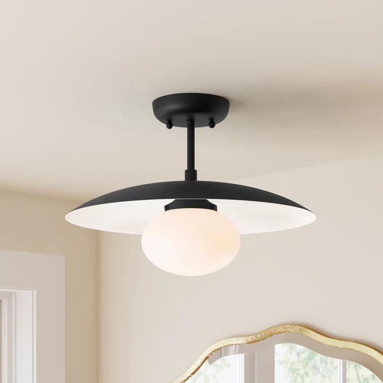 Shah Semi-Flush Mount Light - Black / 16" Dia