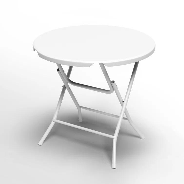 31.5" Round Folding Banquet Table, Portable Plastic Coffee Card Dining Table for Outdoor Party Event