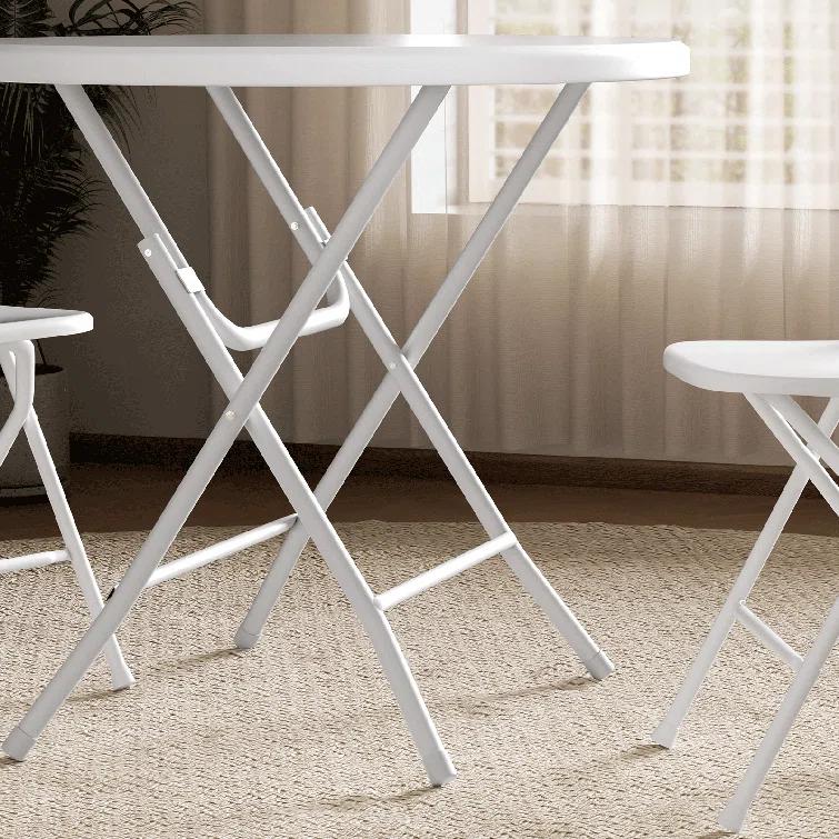 31.5" Round Folding Banquet Table, Portable Plastic Coffee Card Dining Table for Outdoor Party Event