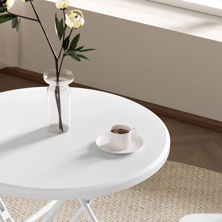 31.5" Round Folding Banquet Table, Portable Plastic Coffee Card Dining Table for Outdoor Party Event