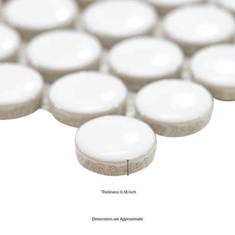 Penny Round 12 in. x 13 in. Porcelain Mosaic Floor and Wall Tile