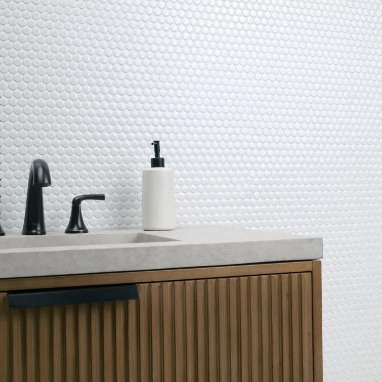 Penny Round 12 in. x 13 in. Porcelain Mosaic Floor and Wall Tile