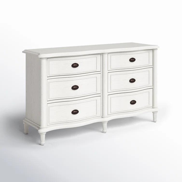 Devon French Country 6-Drawer White Dresser with Soft Close