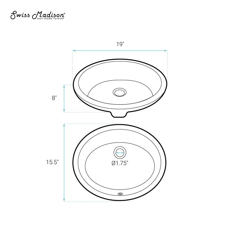 Monaco 19" Ceramic Undermount Bathroom Sink In Matte Black