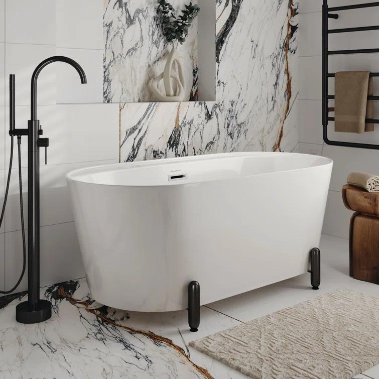 Swiss Madison Monaco 59" Freestanding Bathtub With Matte Black Stand SM-FB1002MB
