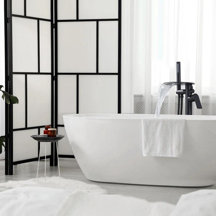 ARCORA Modern Single Handle Freestanding Tub Faucet, Floor Mount Tub Filler With Hand Shower AR9203600B