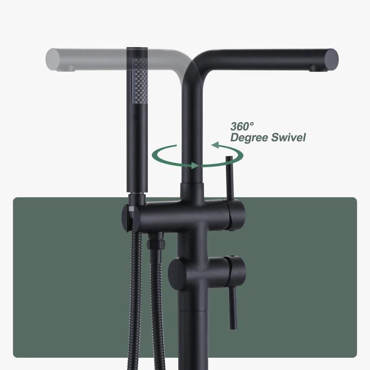 ARCORA Modern Single Handle Freestanding Tub Faucet, Floor Mount Tub Filler With Hand Shower AR9203600B