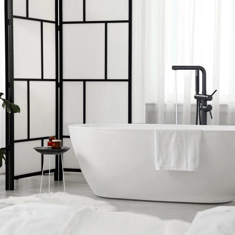 ARCORA Modern Single Handle Freestanding Tub Faucet, Floor Mount Tub Filler With Hand Shower AR9203600B