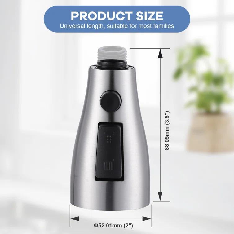 WOWOW 3-Function Sprayer Pull Down Kitchen Faucet Spray Head Replacement With 9-Adapter Kit