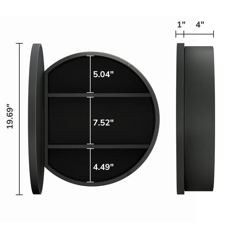 Gervon Round Wall Mounted Medicine Cabinet with Shelves