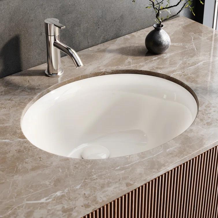 Ruvati 16 x 13 inch Undermount Bathroom Sink Oval Porcelain Ceramic with Overflow
