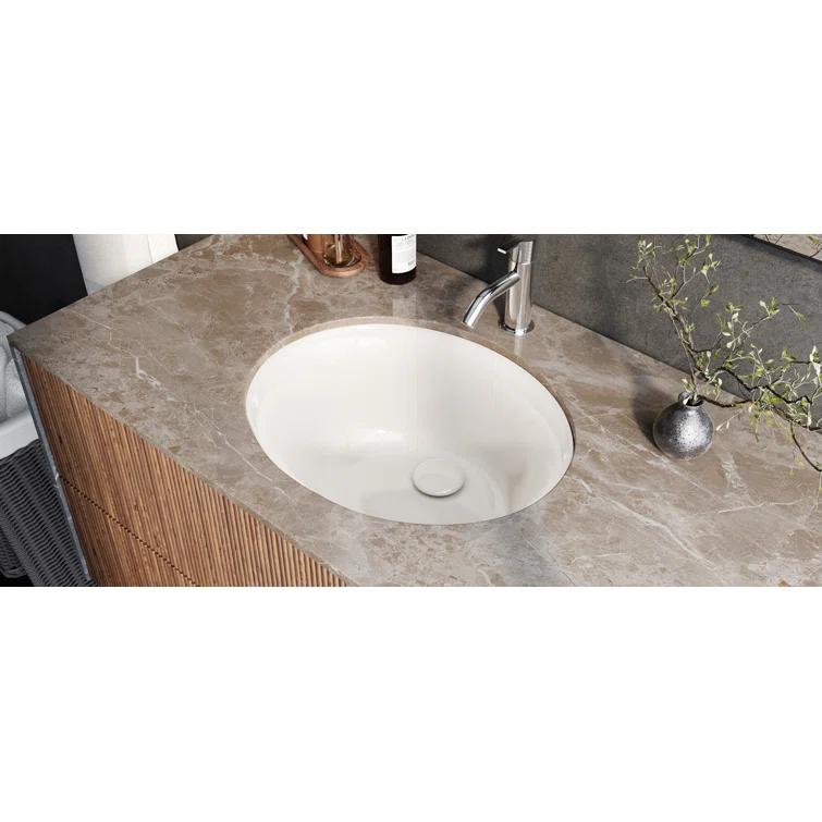 Ruvati 16 x 13 inch Undermount Bathroom Sink Oval Porcelain Ceramic with Overflow