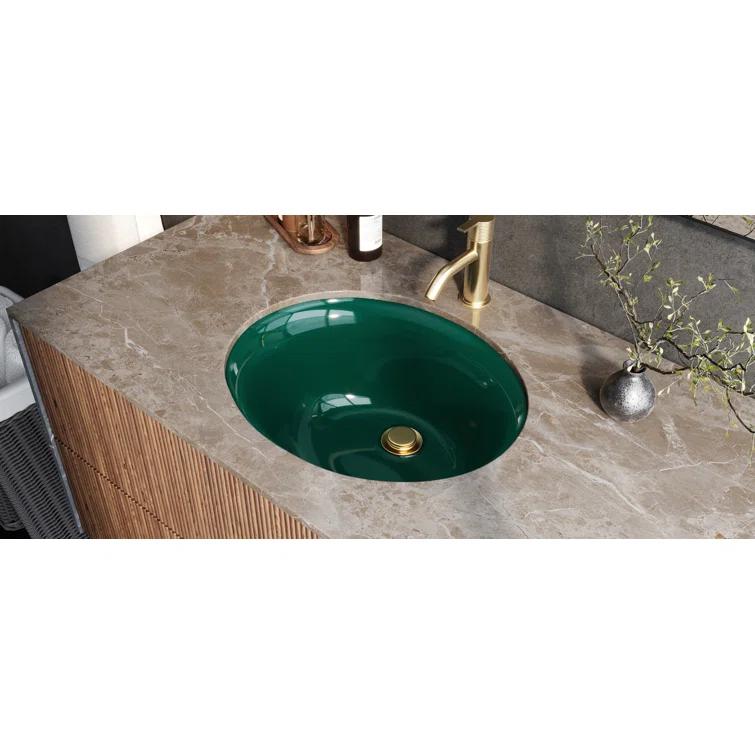 Ruvati 16 x 13 inch Undermount Bathroom Sink Oval Porcelain Ceramic with Overflow