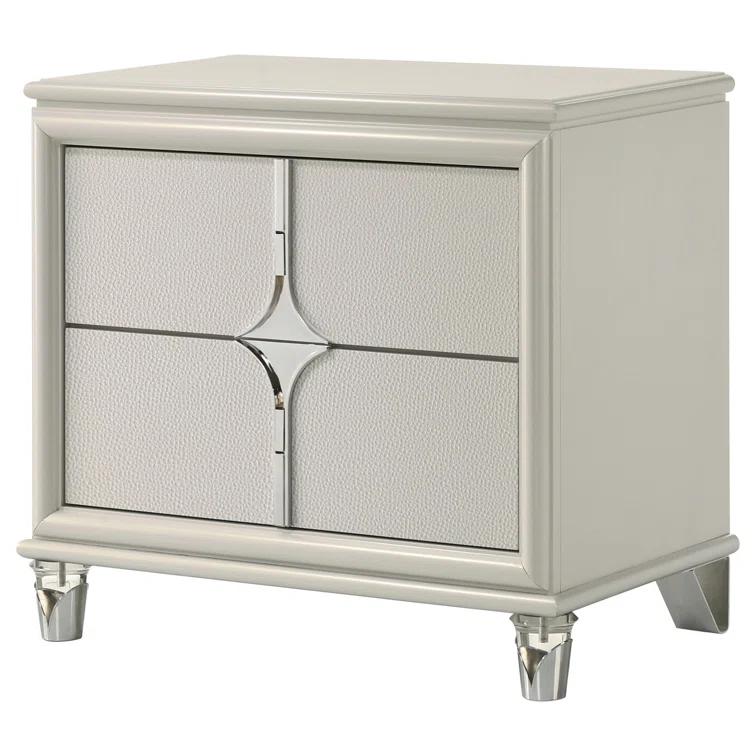 Olivia 2-Drawer Nightstand Bedside Table Pearl White