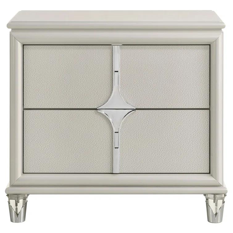 Olivia 2-Drawer Nightstand Bedside Table Pearl White