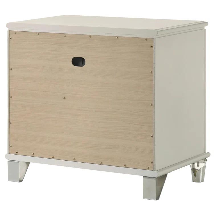 Olivia 2-Drawer Nightstand Bedside Table Pearl White