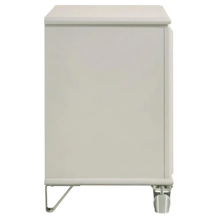 Olivia 2-Drawer Nightstand Bedside Table Pearl White