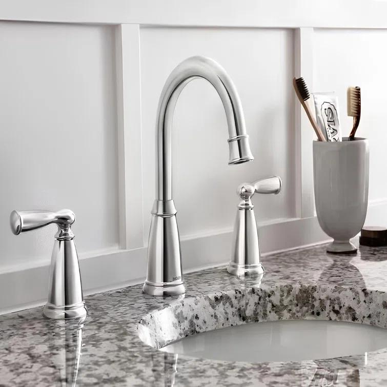 Moen Moen Banbury 8 In. Widespread Double Handle High-Arc Bathroom Faucet In Mediterranean (Valve Included) 84947-CH