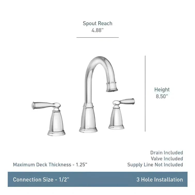 Moen 84947-BRB Moen Banbury 8 In. Widespread Double Handle High-Arc Bathroom Faucet In Mediterranean (Valve Included)