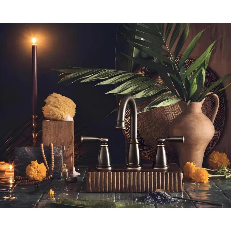 Moen 84947-BRB Moen Banbury 8 In. Widespread Double Handle High-Arc Bathroom Faucet In Mediterranean (Valve Included)