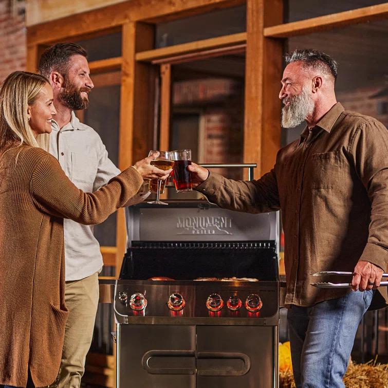 Monument Grills Mesa 415BZ,4-Burner Liquid Propane Infrared Gas Grill with Side Burner and Cabinet, 62,000 BTU – Perfect for Family BBQs