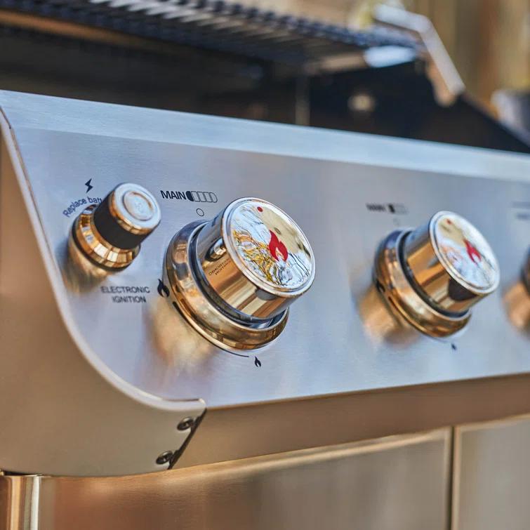 Monument Grills Mesa 415BZ,4-Burner Liquid Propane Infrared Gas Grill with Side Burner and Cabinet, 62,000 BTU – Perfect for Family BBQs