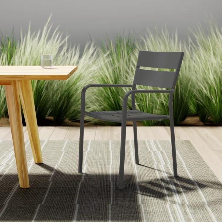 Bette Powder Coated Aluminum Outdoor Stacking Dining Armchair