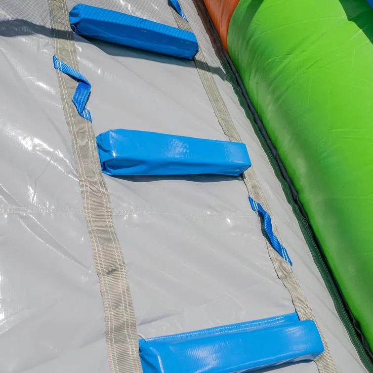 Herokiddo Block Party 12’ Tall Dual Lane Backload Inflatable Water Slide With Attached Pool, For Kids And Adults, Commercial Grade Pvc Vinyl, Outdoor Backyard Fun, Blow Up Water Park, (blower Included)