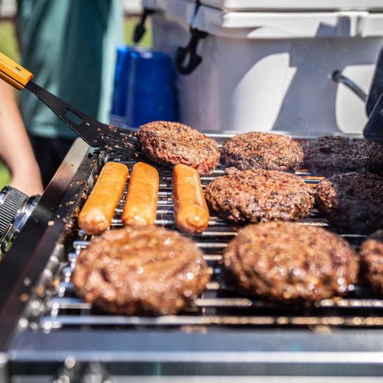 Monument Grills 13742,2-Burner Portable Stainless Steel Tabletop Propane Gas Grill with High Lid and Travel Locks, 15,000 BTU – Perfect for Family BBQs