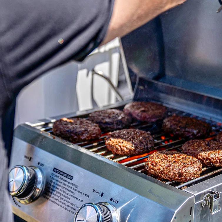 Monument Grills 13742,2-Burner Portable Stainless Steel Tabletop Propane Gas Grill with High Lid and Travel Locks, 15,000 BTU – Perfect for Family BBQs