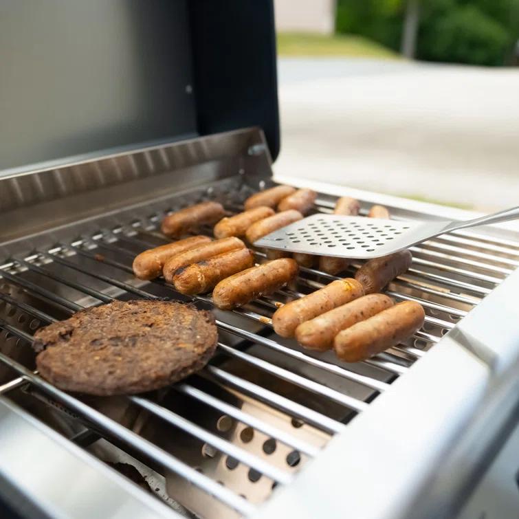 Monument Grills 13742,2-Burner Portable Stainless Steel Tabletop Propane Gas Grill with High Lid and Travel Locks, 15,000 BTU – Perfect for Family BBQs