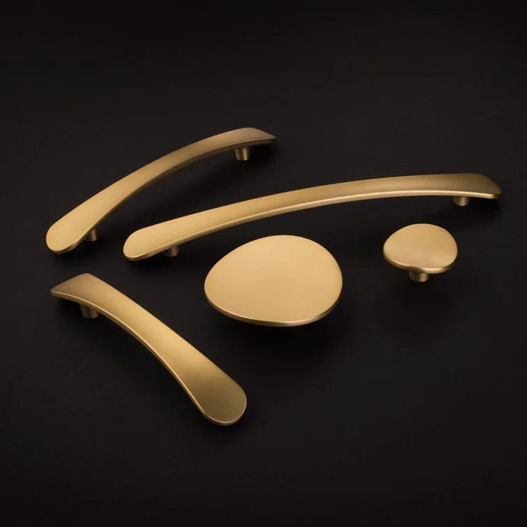 Brushed Golden Brass Modern Bar Handle with Mounting Hardware