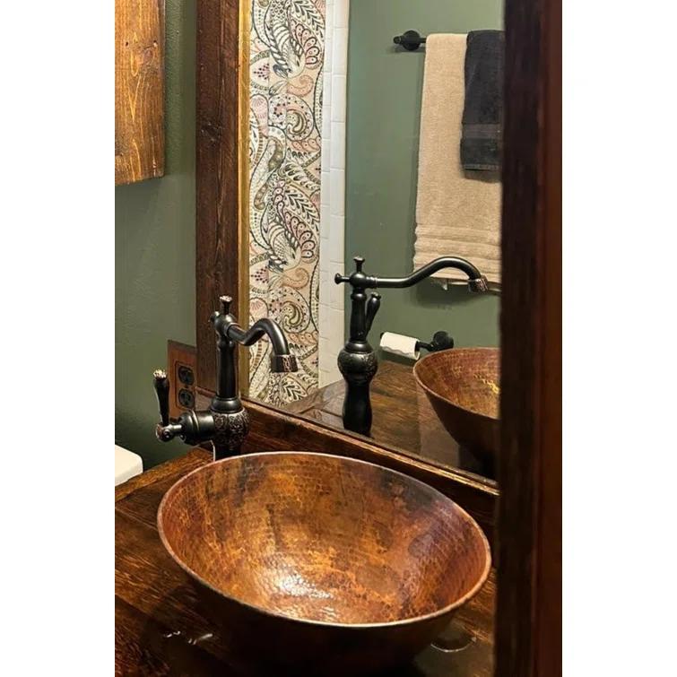 14"Round Copper Vessel Bathroom Sink