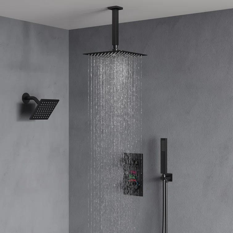 Pressure Balancing Shower Faucet 12" High-Pressure Dual Showerheads with LCD Display
