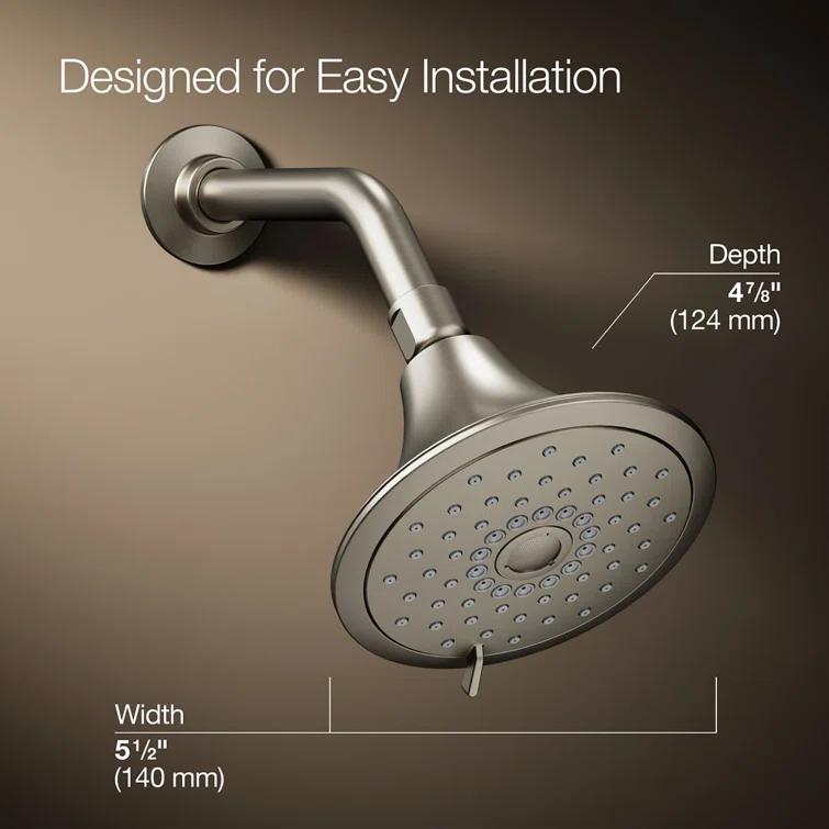 Kohler Forte 1.75 gpm Multifunction Wall Mount Showerhead, Three Spray Settings, 5.5" High Pressure Spray Head