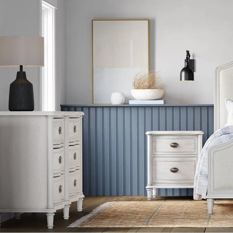 Eloise White Oak 2-Drawer Nightstand with Iron Ring Handles