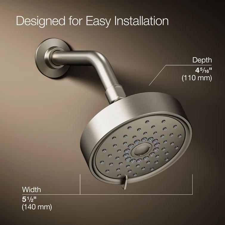 Kohler Purist 2.5 Gpm Multifunction Wall Mount Showerhead, Three Spray Settings, 5.5" High Pressure Spray Head