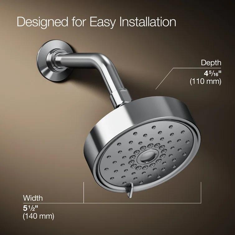 Kohler Purist 2.5 Gpm Multifunction Wall Mount Showerhead, Three Spray Settings, 5.5" High Pressure Spray Head