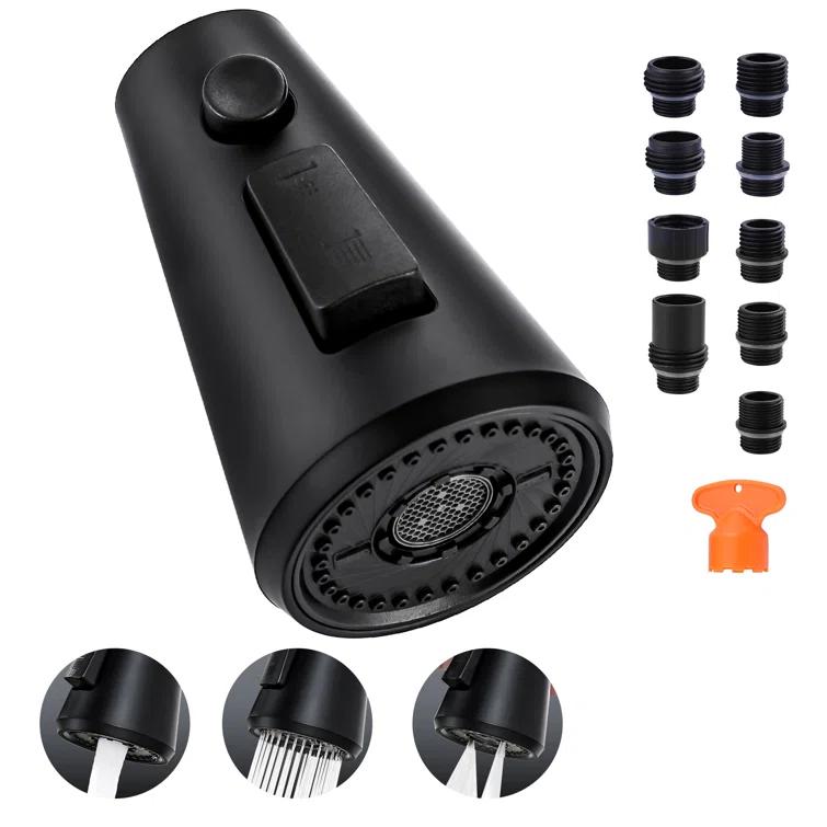WOWOW 3-Function Sprayer Pull Down Kitchen Faucet Spray Head Replacement With 9-Adapter Kit