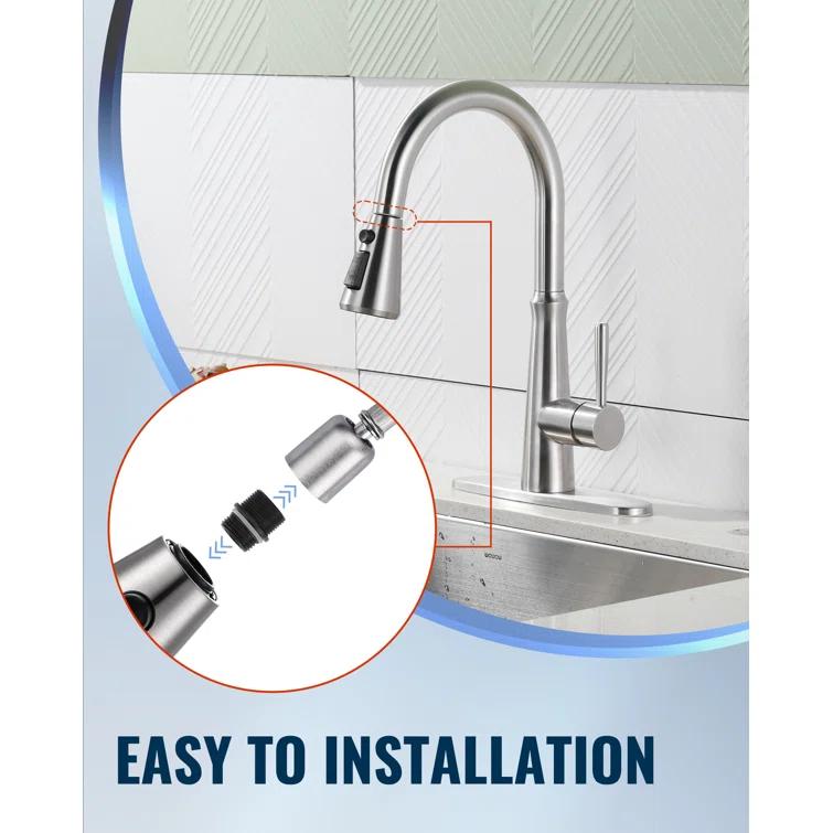 WOWOW 3-Function Sprayer Pull Down Kitchen Faucet Spray Head Replacement With 9-Adapter Kit