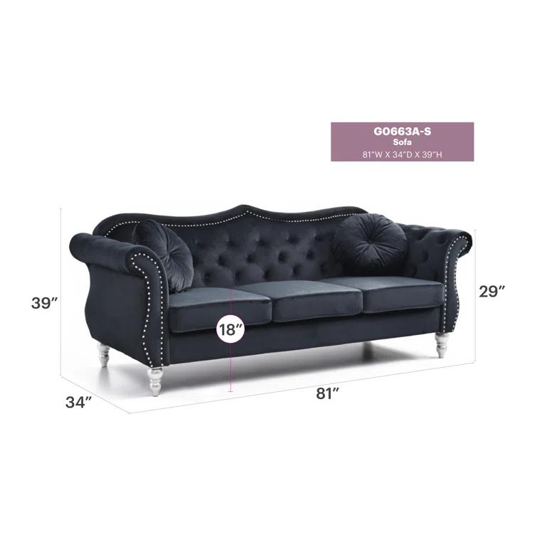 Hollywood 82'' Velvet Sofa