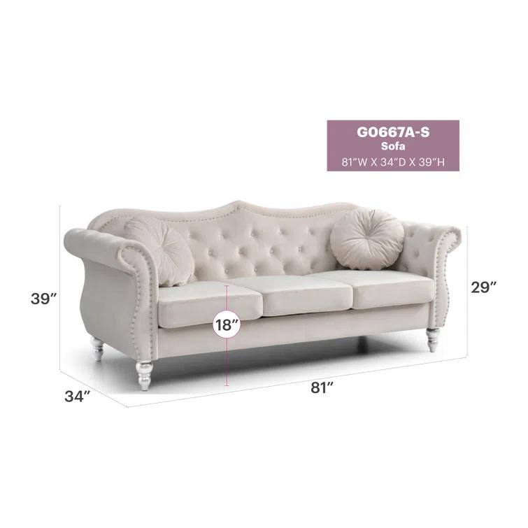 Glory Furniture 82'' Velvet Sofa