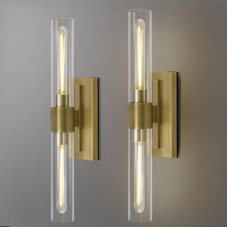 Mailus Wall Sconces, 22.8" Industrial-Chic Dual Glass Cylinder Wall Sconce(Set of 2)