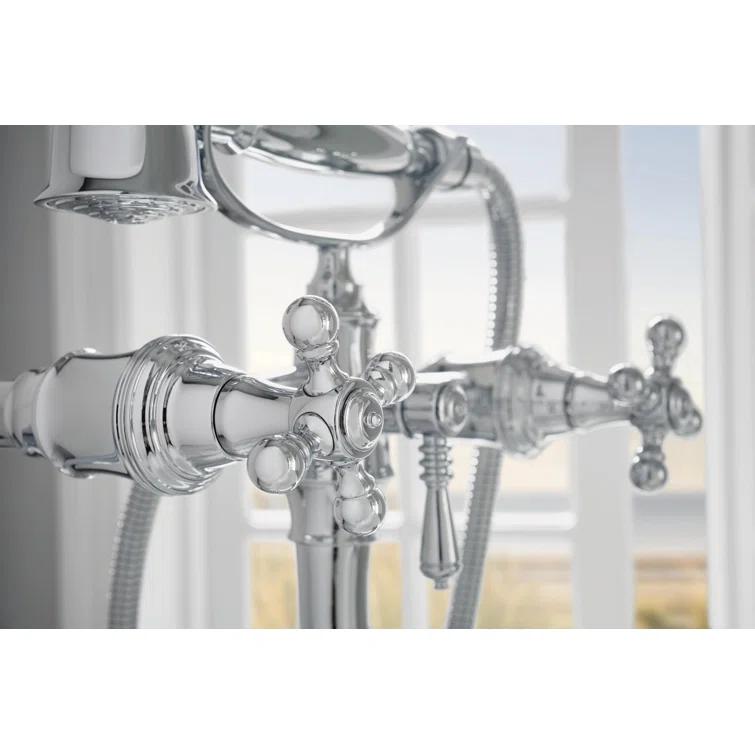 Polished Nickel Traditional Two-Handle Freestanding Tub Filler