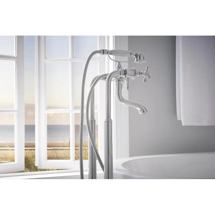 Polished Nickel Traditional Two-Handle Freestanding Tub Filler