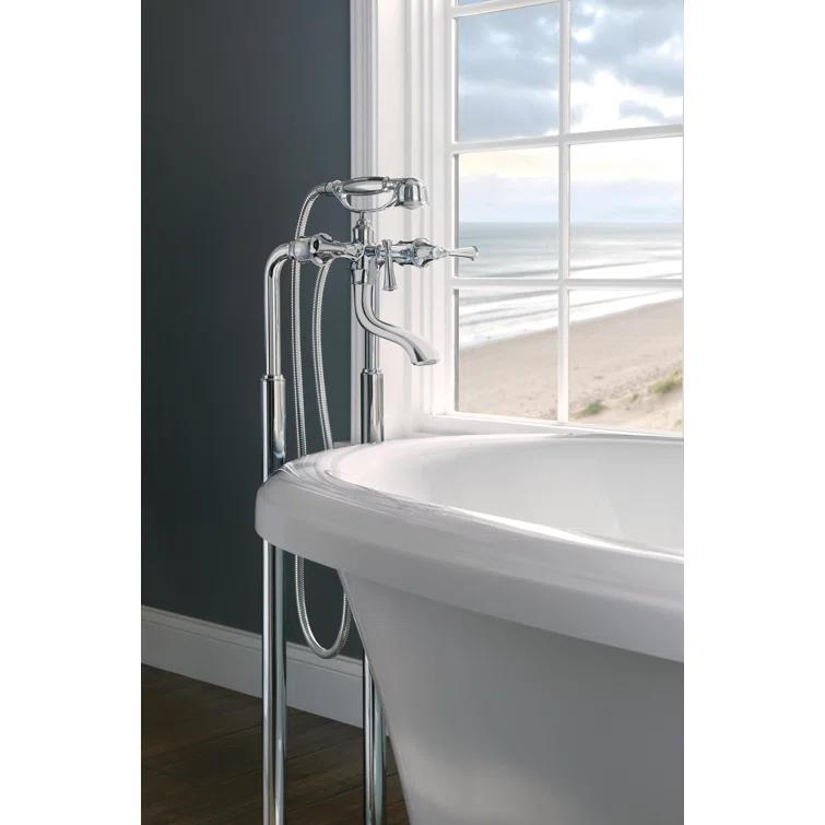 Polished Nickel Traditional Two-Handle Freestanding Tub Filler