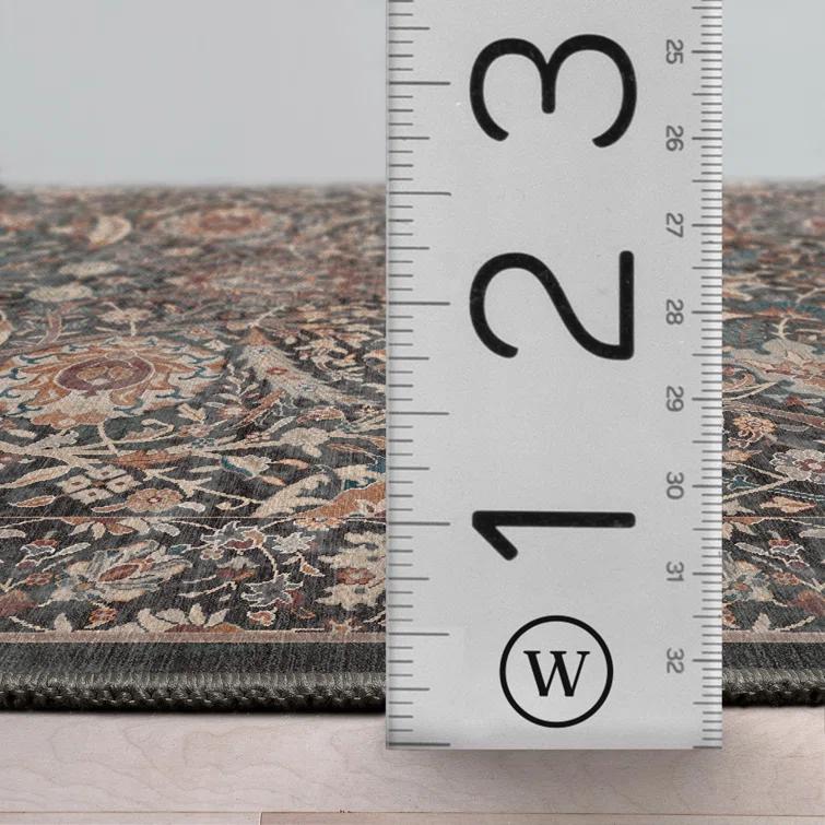 Ervin Liana Vintage Oriental Charcoal Gray Flat-Weave Rug